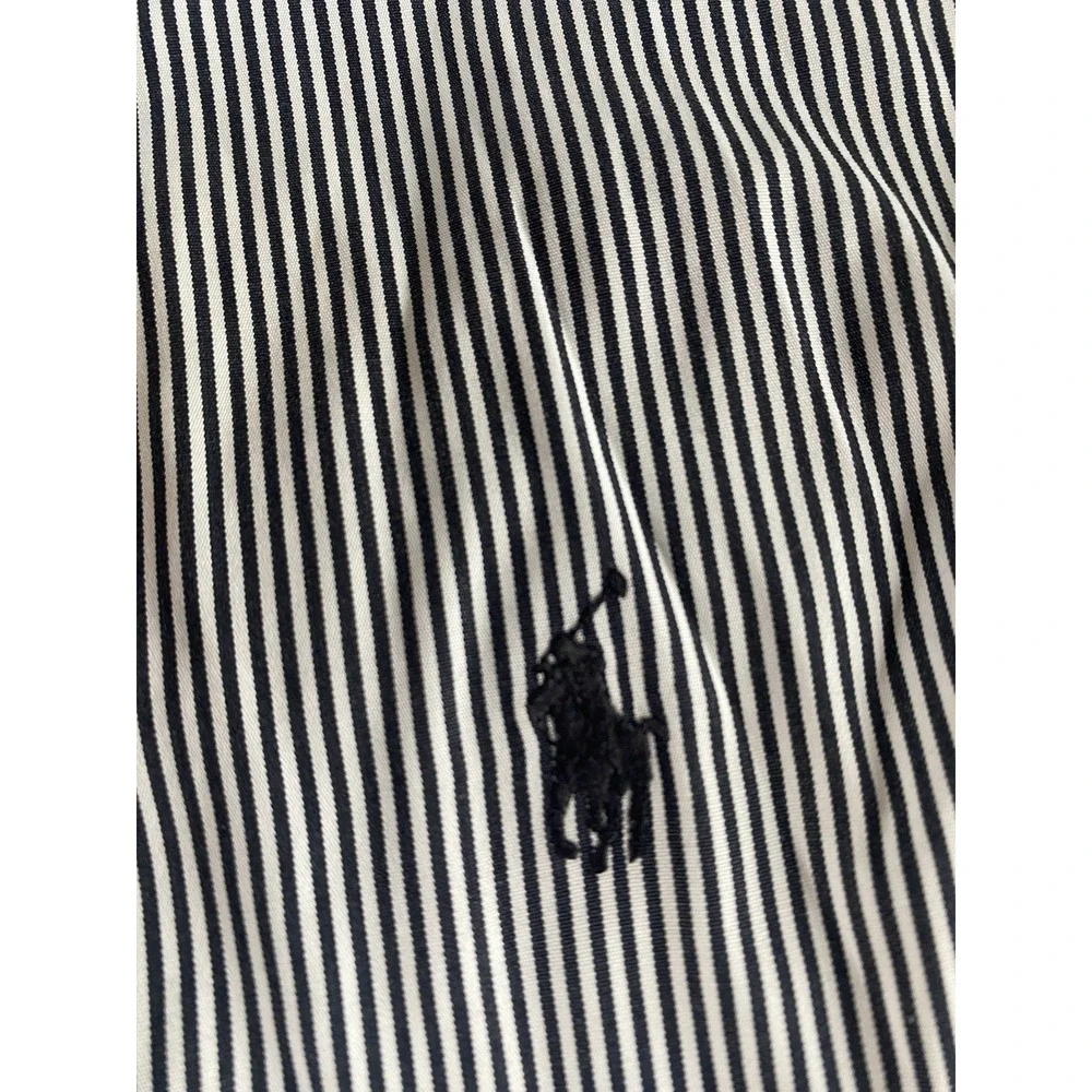 Polo Ralph Lauren Black Striped Shirt Cotton 16.5-34/35 Black Pony Preppy Men XL
